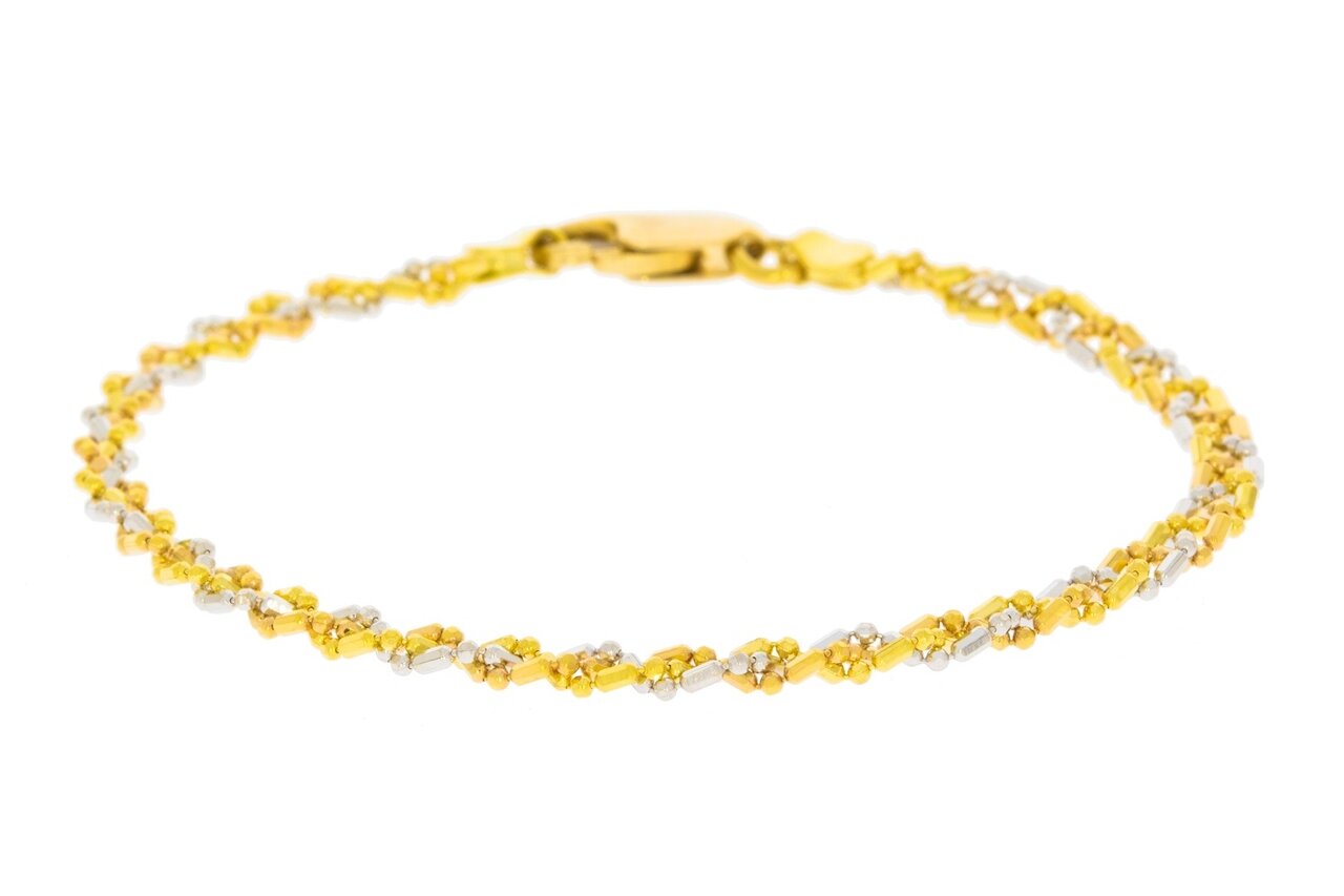 18 Karaat bicolor Gouden Armband - 19 cm