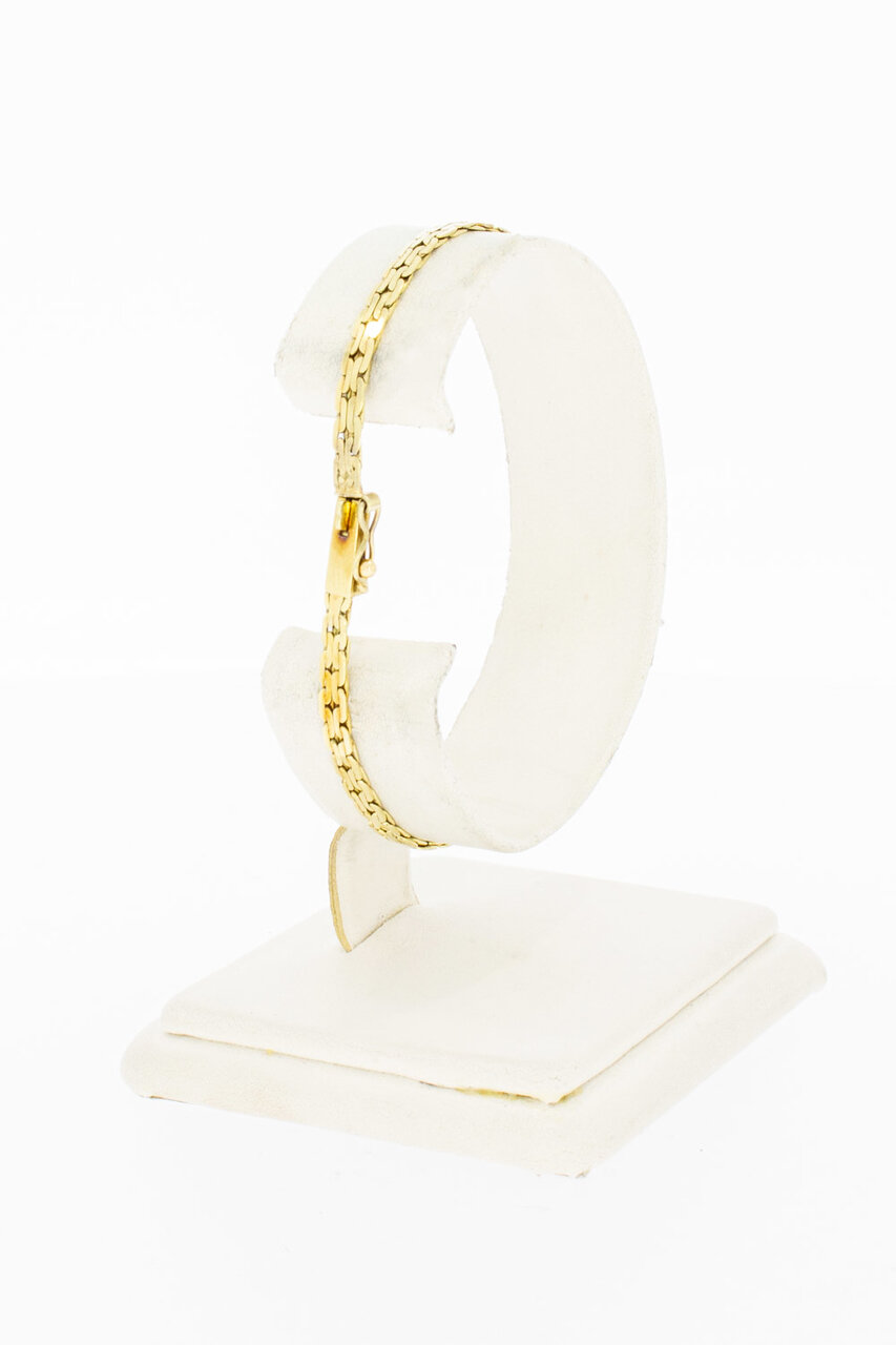 14 Karaat gouden dames armband met diamant en robijn-18,2 cm