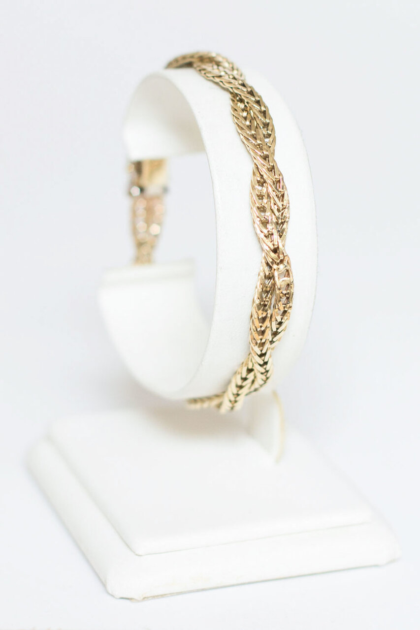 14 karaat gouden dubbele Platte Vossenstaart armband- 19 cm