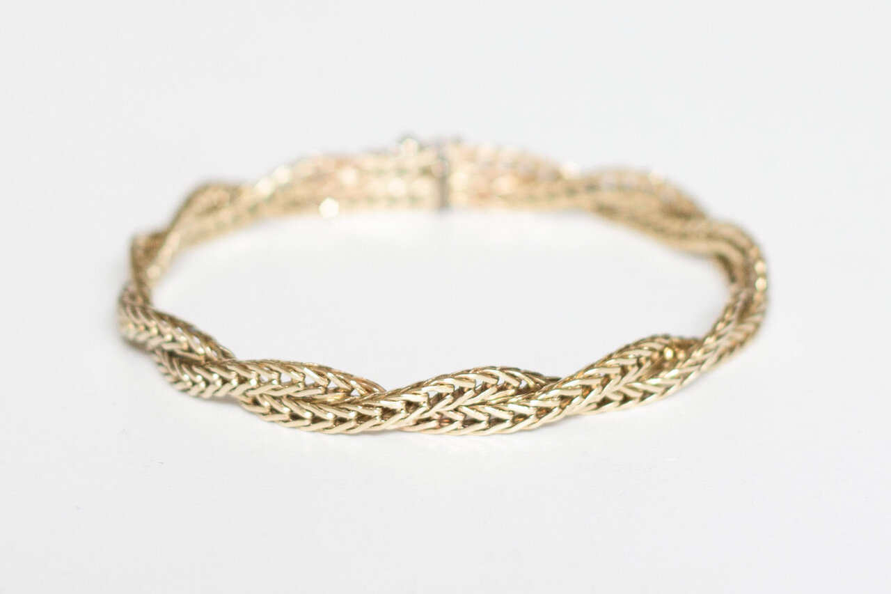 14 karaat gouden dubbele Platte Vossenstaart armband- 19 cm