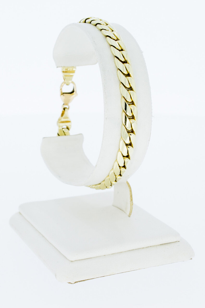 14 Karaat geel gouden gewalste Gourmet armband- 19,5 cm