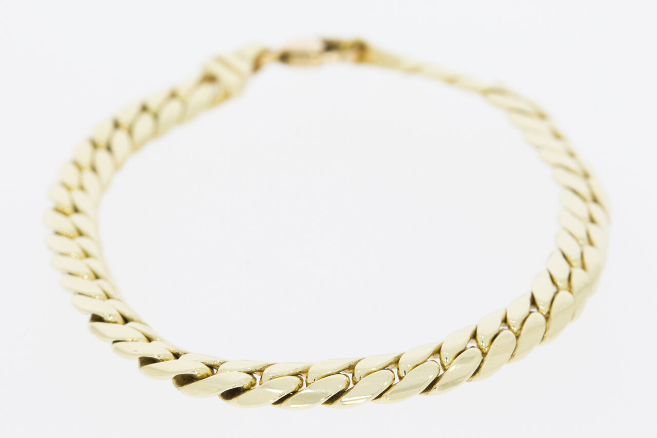 14 Karaat geel gouden gewalste Gourmet armband- 19,5 cm