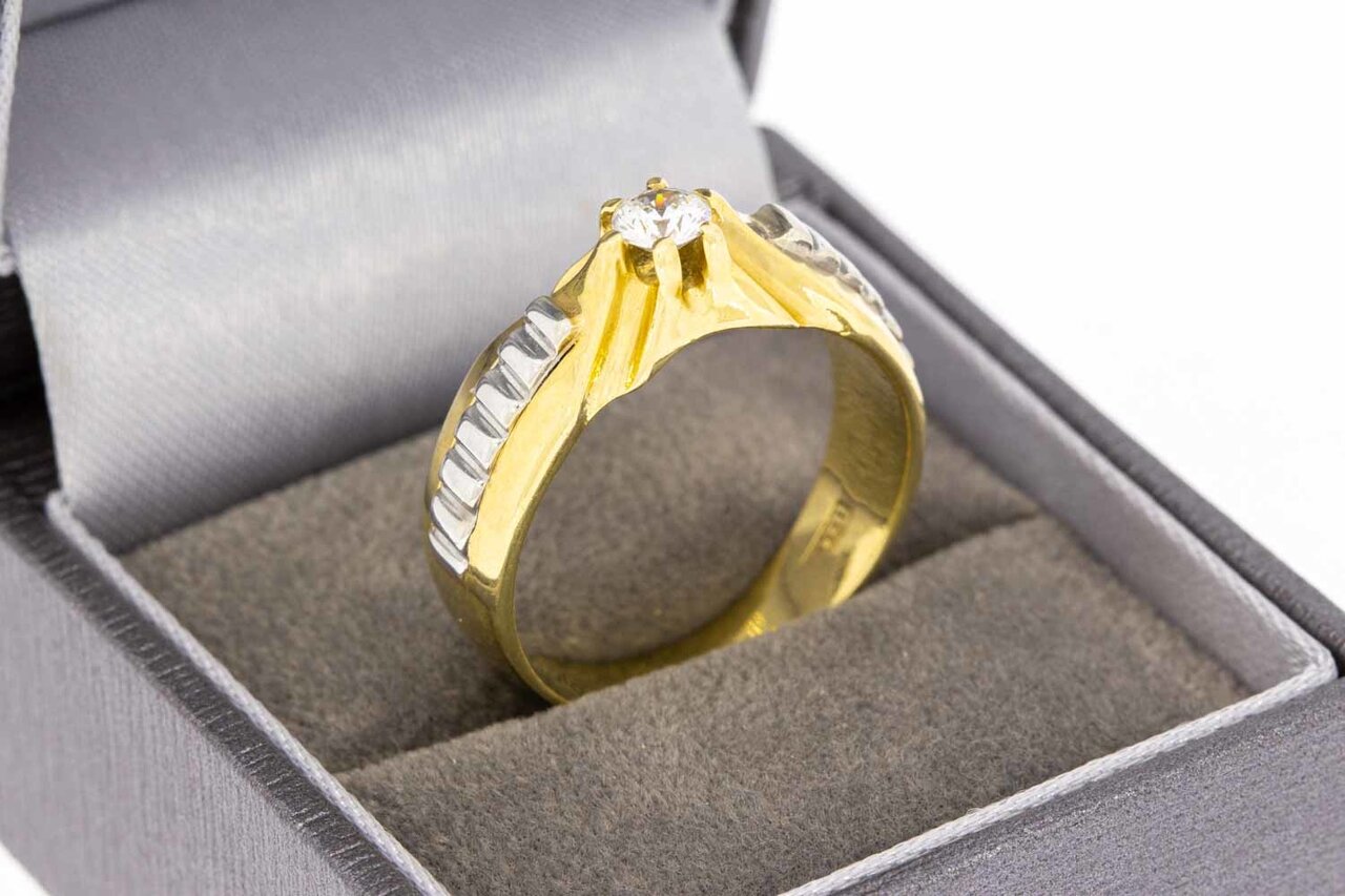 14 karaat gouden Statement ring met Zirkonia - 19,9 mm