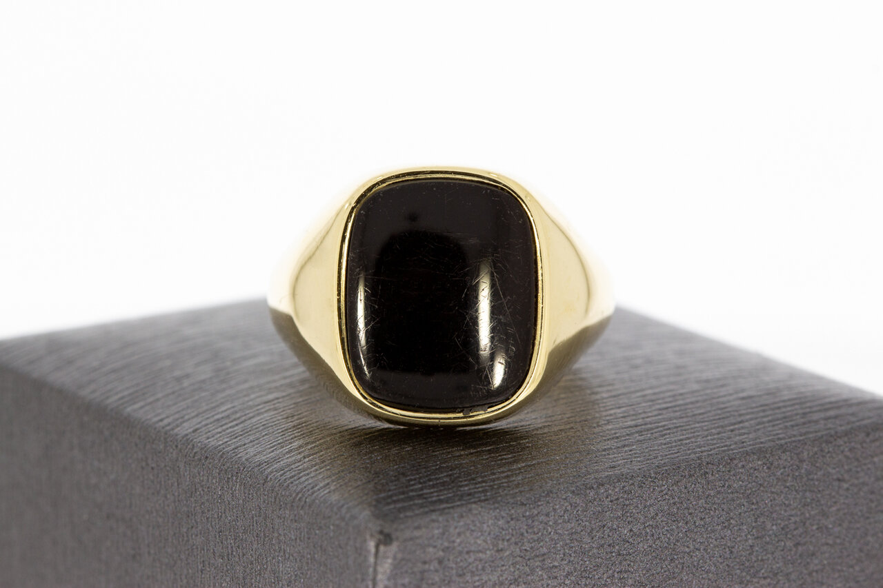14 karaat gouden Onyx Zegelring - 20,3 mm