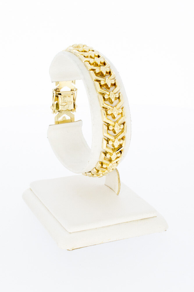 14 karaat gouden brede Vintage armband - 18,5 cm