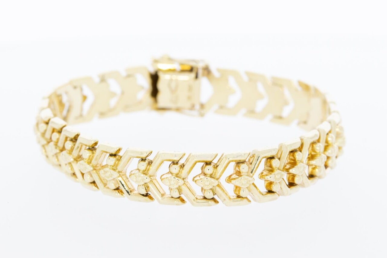 14 karaat gouden brede Vintage armband - 18,5 cm