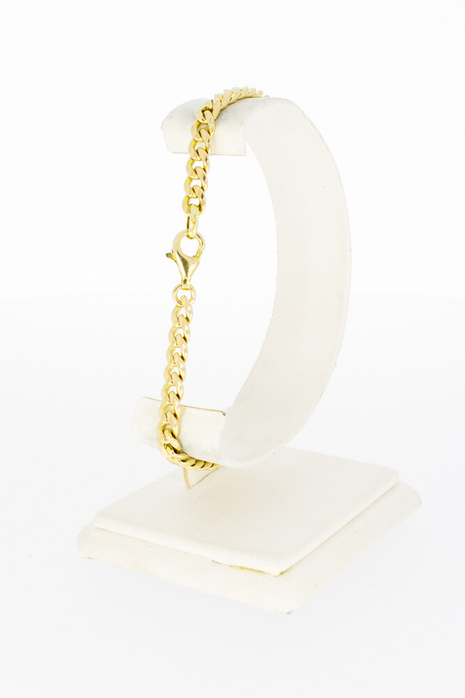 14 karaat gouden gewalste Gourmet schakelarmband- 21,2 cm