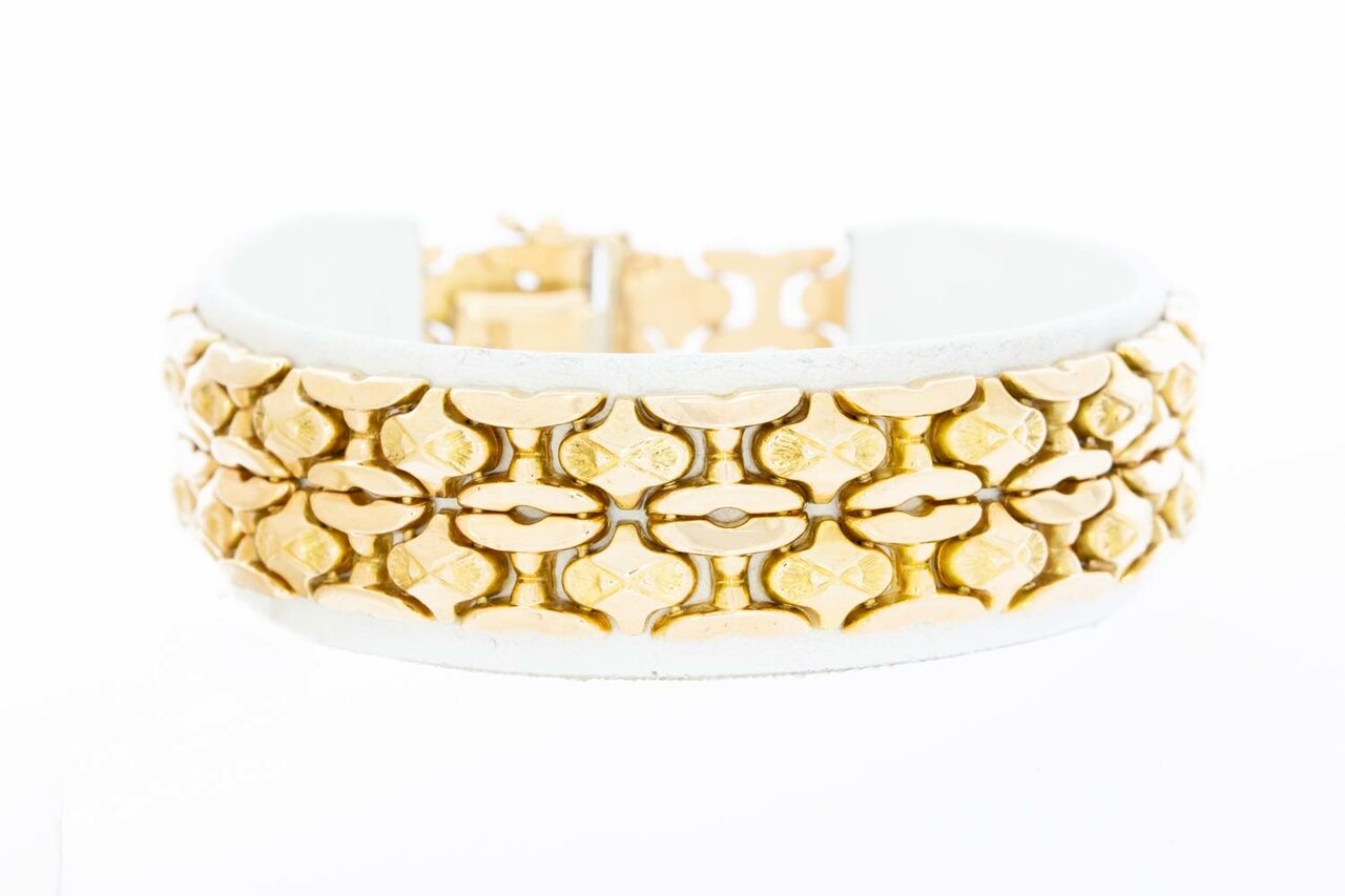 18 karaat rose gouden gefigureerd brede armband - 18,8 cm