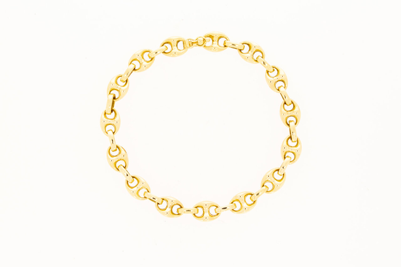 14 Karaat geel gouden Anker schakelarmband - 20,5 cm