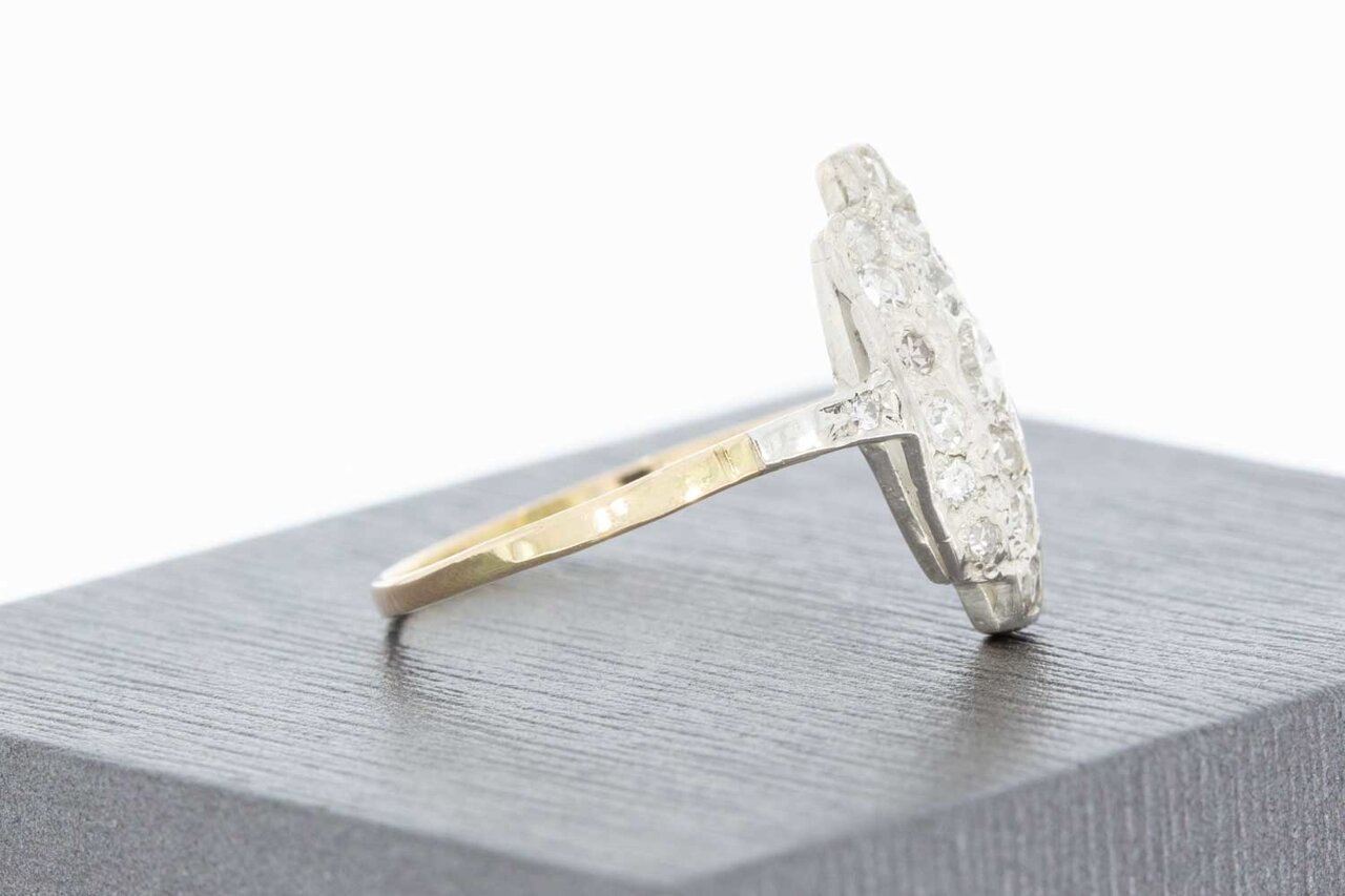 14 Karaat bicolor gouden ring gezet met Diamant (0.34 crt)