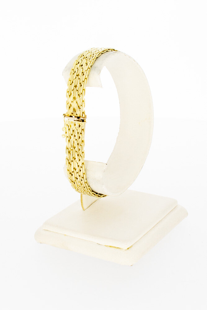 14 Karaat gouden gevlochten Staafjes armband-19,4 cm