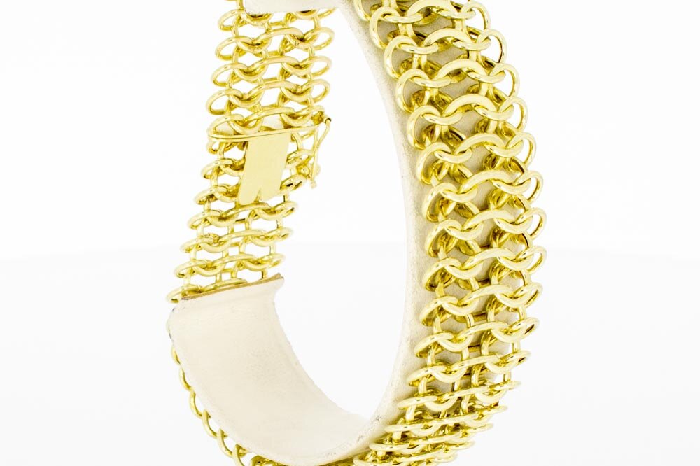 14 Karaat gouden gevlochten brede armband - 22 cm