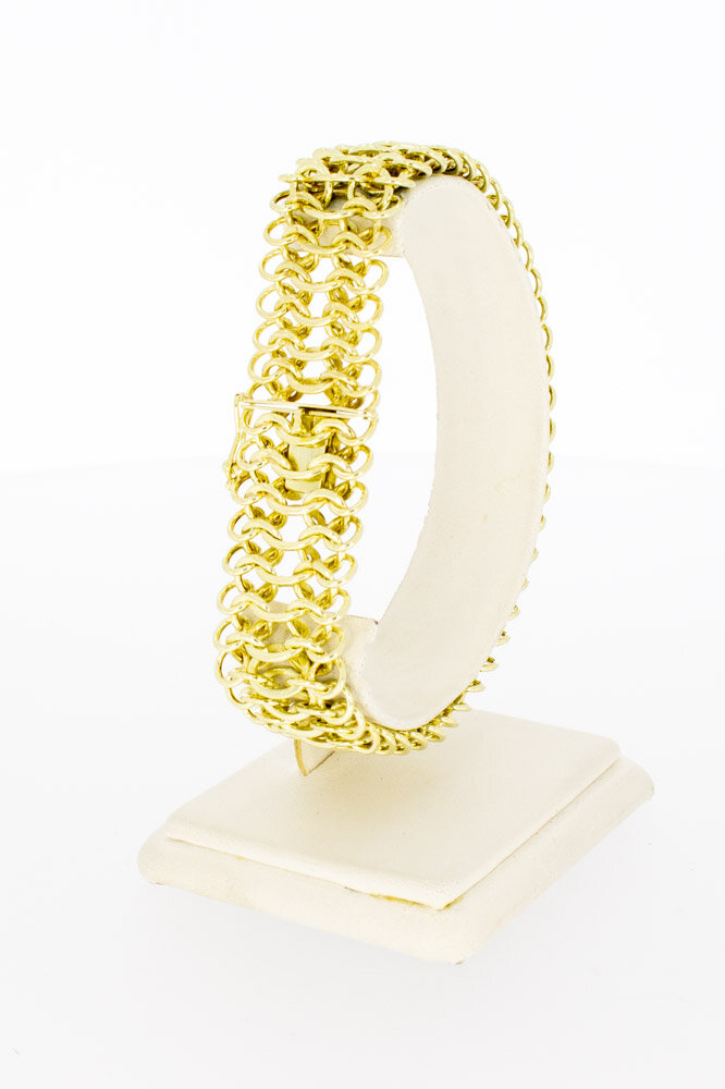 14 Karaat gouden gevlochten brede armband - 22 cm