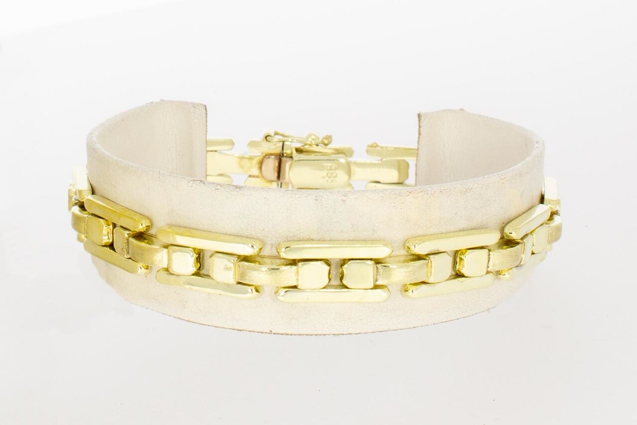 14 Karaat geel gouden Staafjes schakelarmband - 19,5 cm