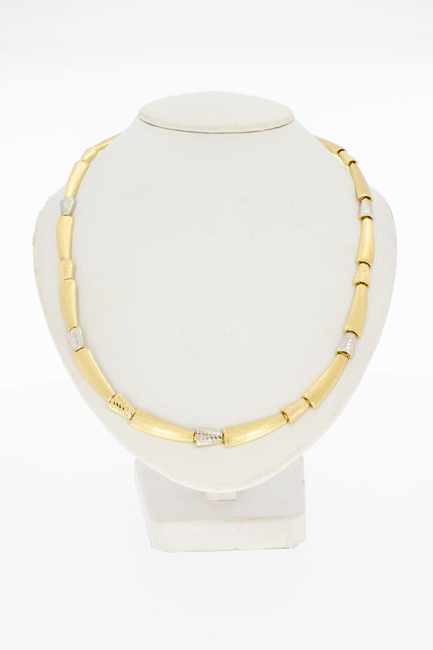 14 karaat tricolor gouden Staafjes schakel Collier - 42,3 cm