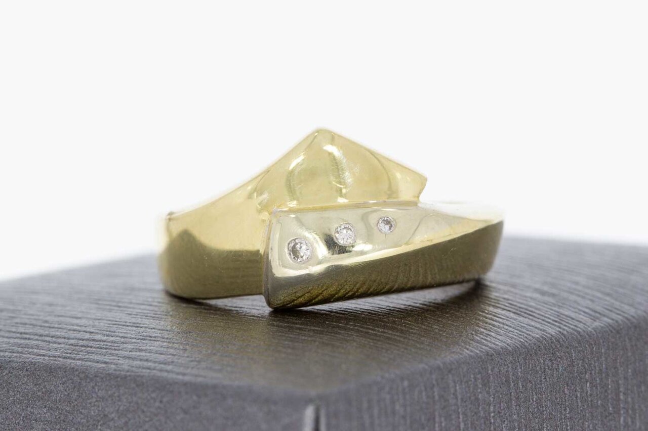 14 Karaat bi- color gouden Slagring gezet met Diamant