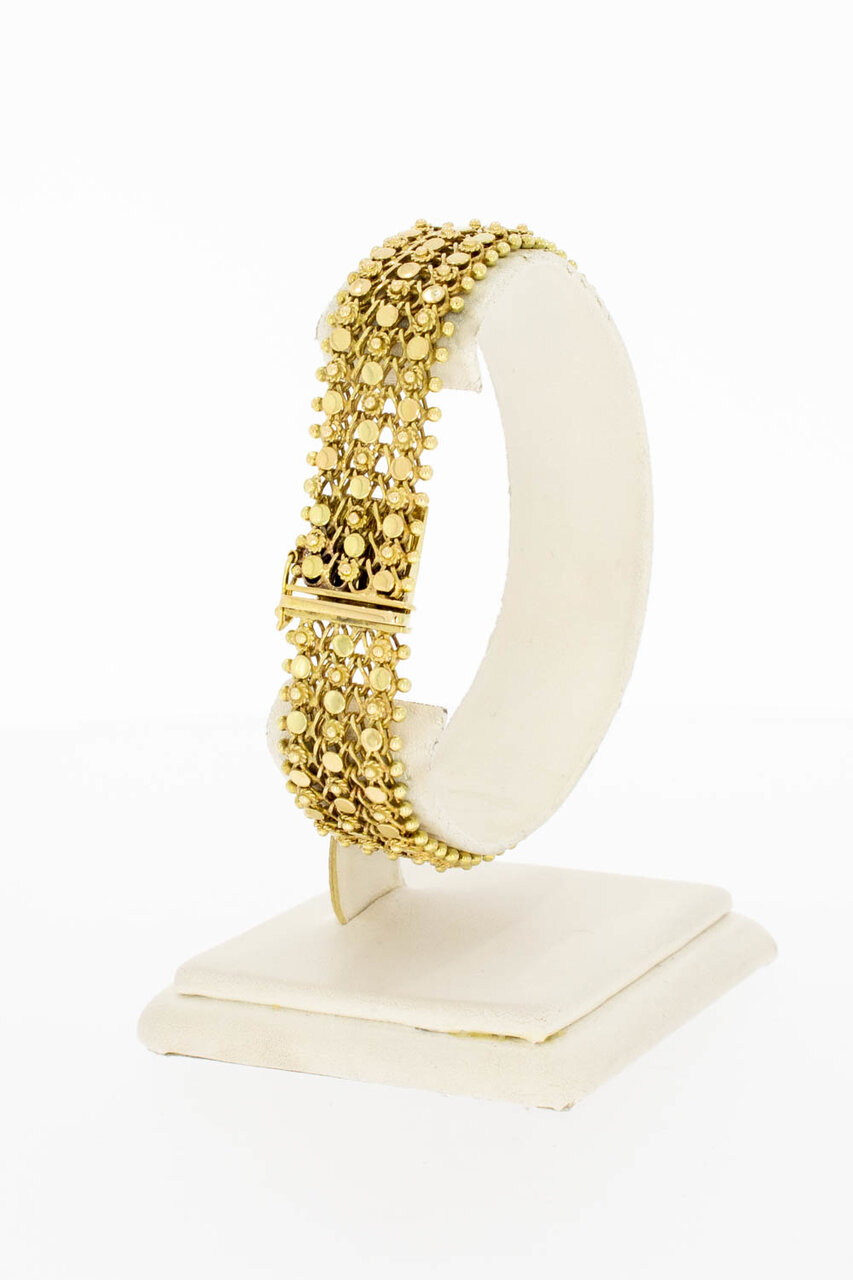 Gevlochten brede gouden armband 14 Karaat - 19,3 cm