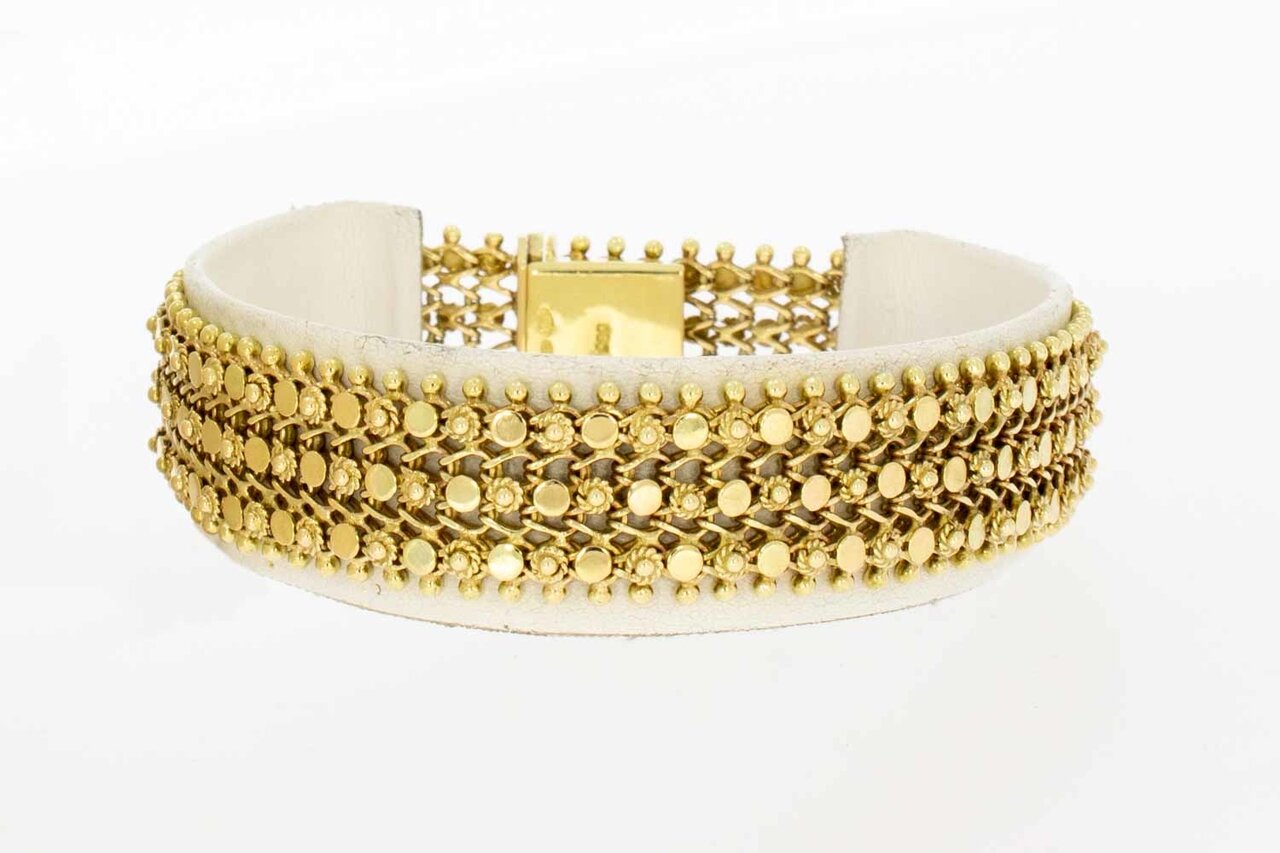 Gevlochten brede gouden armband 14 Karaat - 19,3 cm