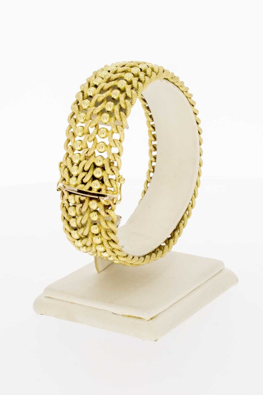 Gevlochten brede gouden armband 14 Karaat - 19,9 cm