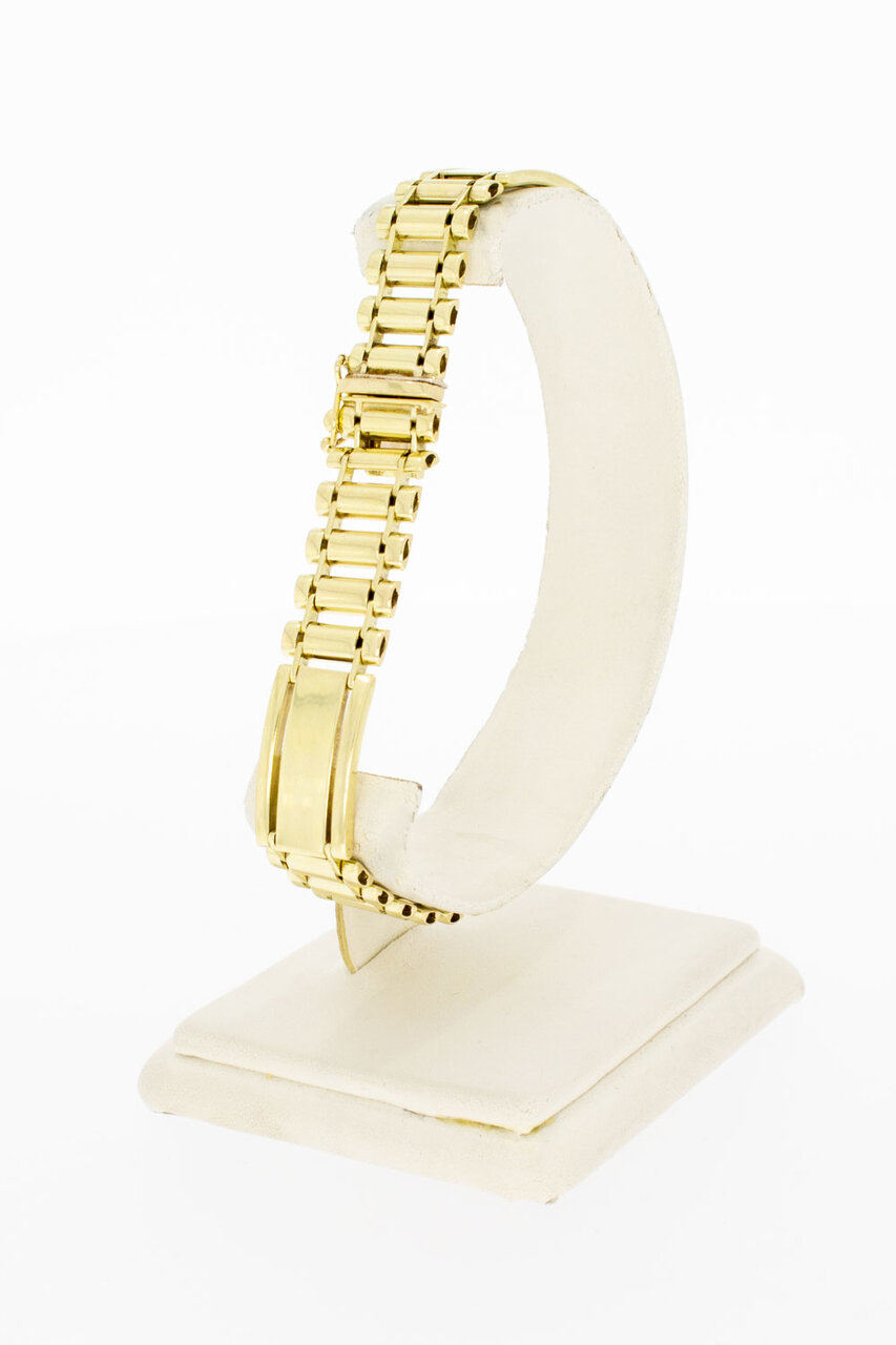 14 Karaat gouden brede armband met bakslot - 21,5 cm