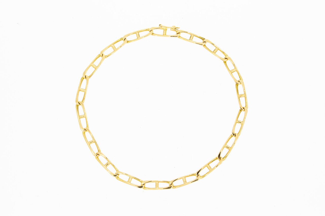 Gewalste 14 Karaat gouden Anker armband - 21,8 cm