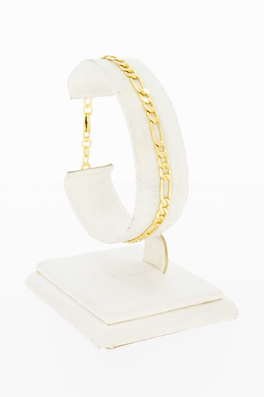 18 Karaat geel gouden armband Figaro - 18,8 cm