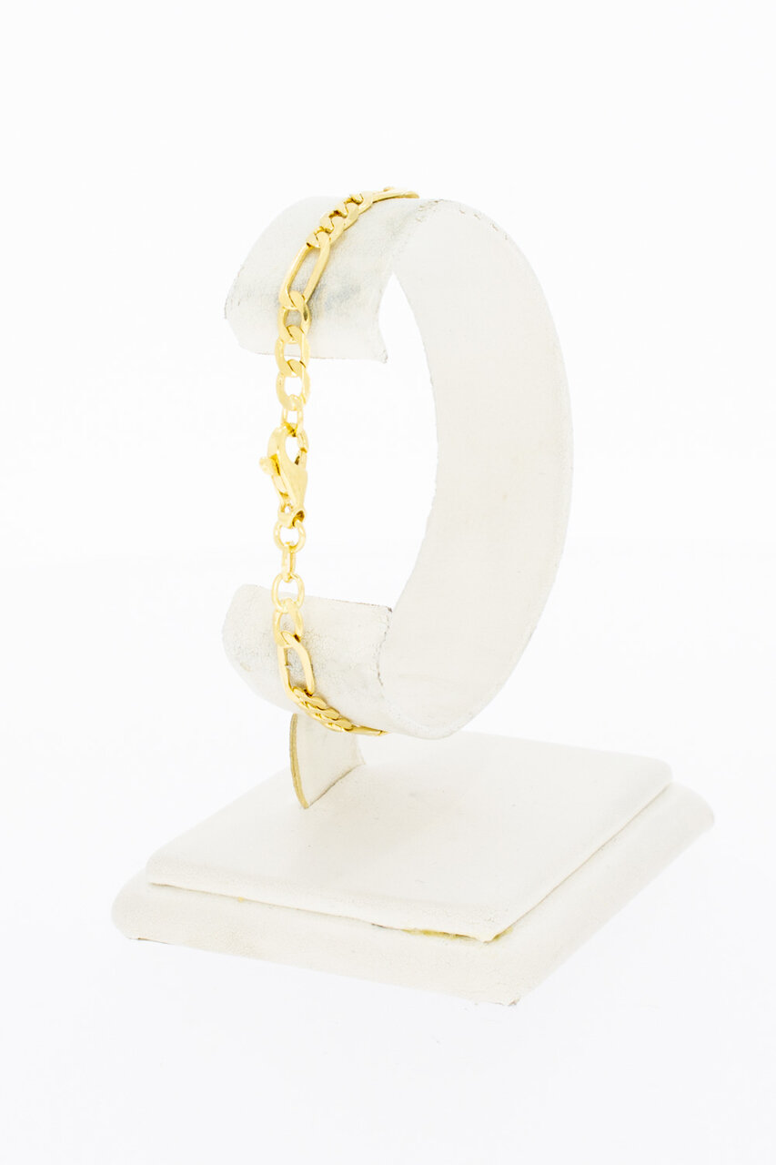 18 Karaat geel gouden armband Figaro - 18,8 cm