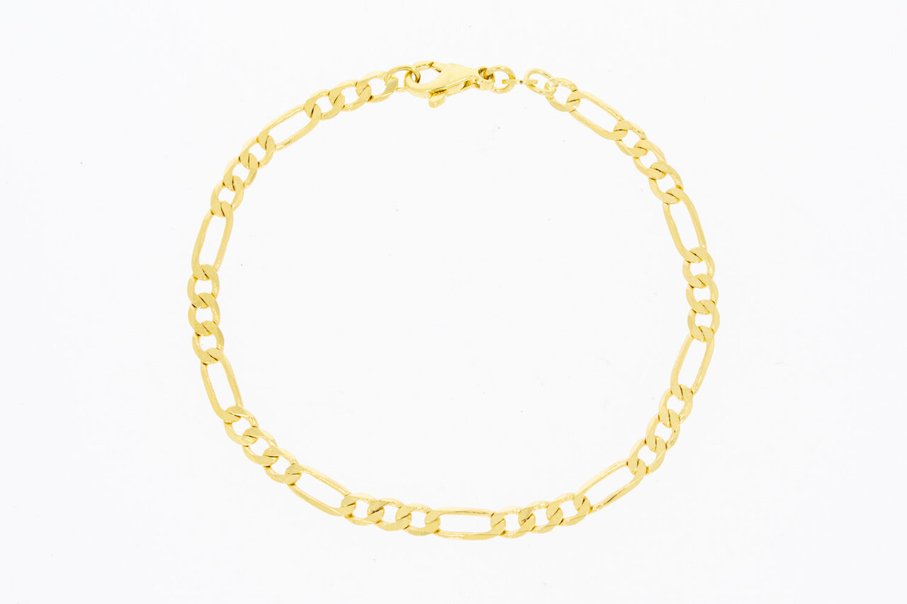 18 Karaat geel gouden armband Figaro - 18,8 cm