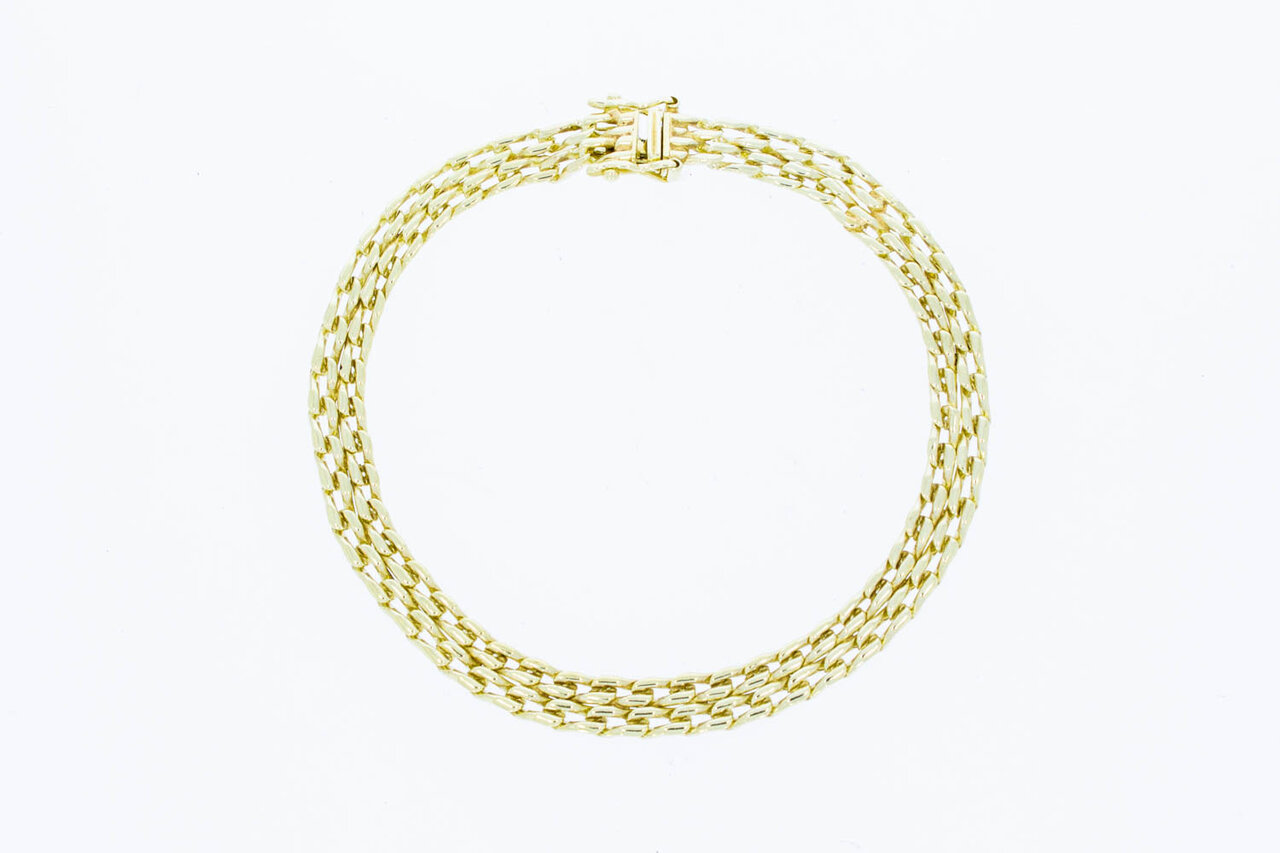 14 Karaat gouden gevlochten Tank Staafjes armband - 20,4 cm