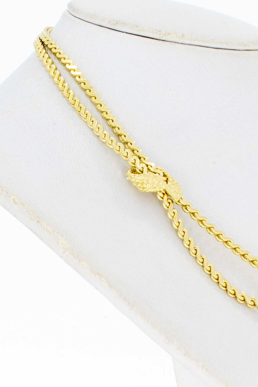 14 Karaat geel gouden dubbele Knoop Collier - 42 cm