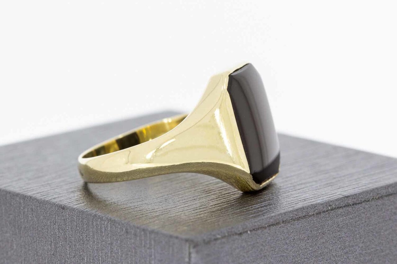 14 Karaat geel gouden Onyx Zegelring - 19,6 mm