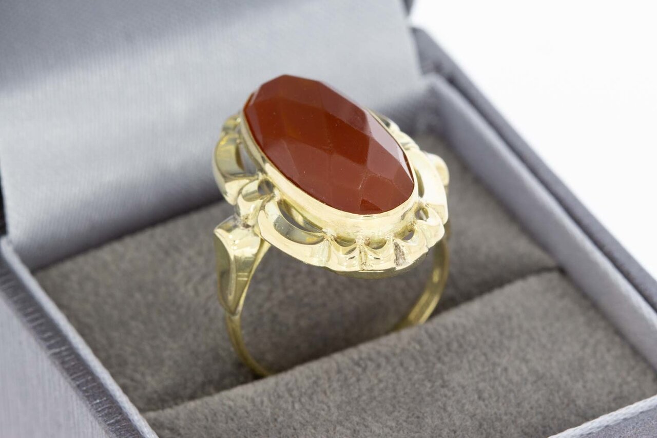 14 Karaat geel gouden Vintage Carneool ring