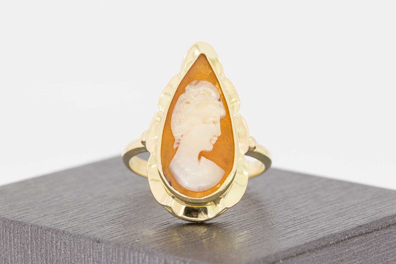 14 Karaat geel gouden Vintage camee ring - 18,4 mm