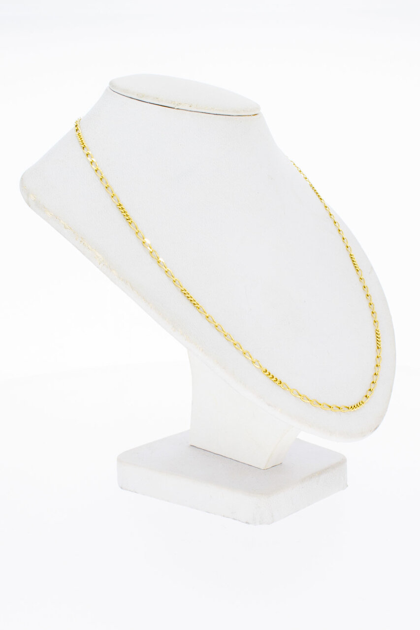 14 Karaat geel gouden bol gewalste Gourmet Collier- 46 cm