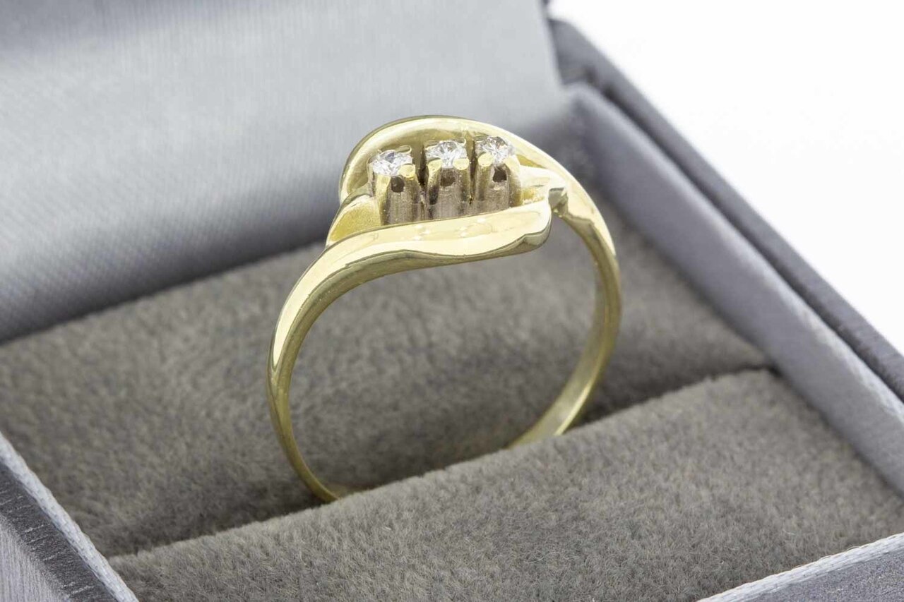 14 Karaat gouden Fantasie ring met Diamant (17,5 mm)