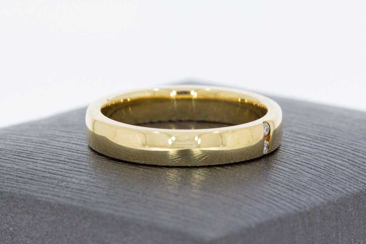 14 Karaat gouden ring gezet met Diamant (diameter 16,2 mm)