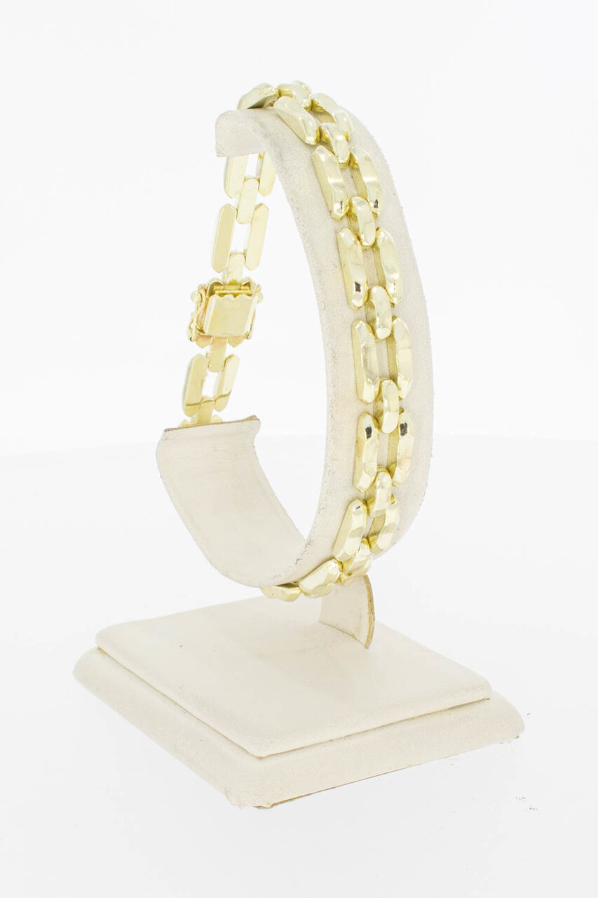 14 Karaat brede gouden Staafjes armband - 21,5 cm