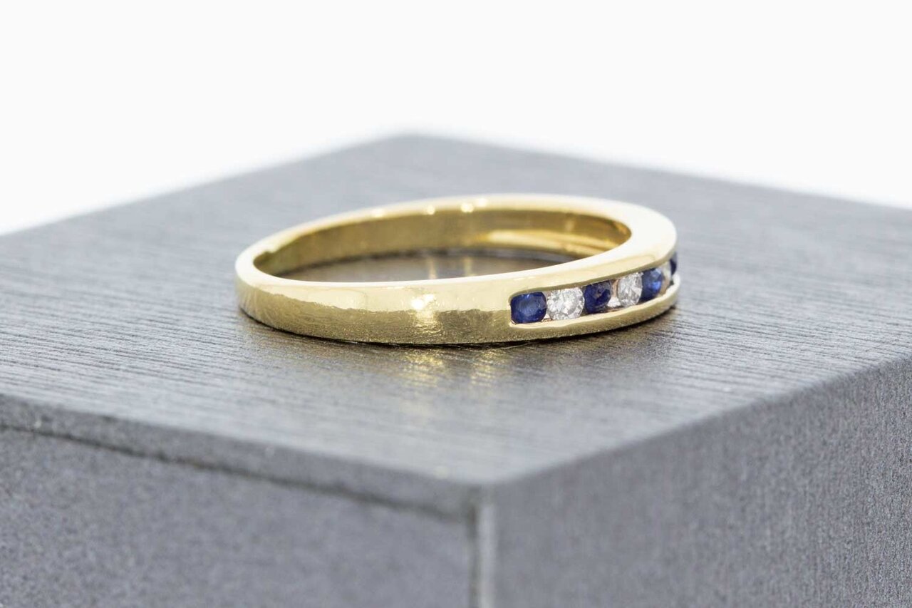 14 Karaat gouden Rij- ring met Saffier - 16,3 mm