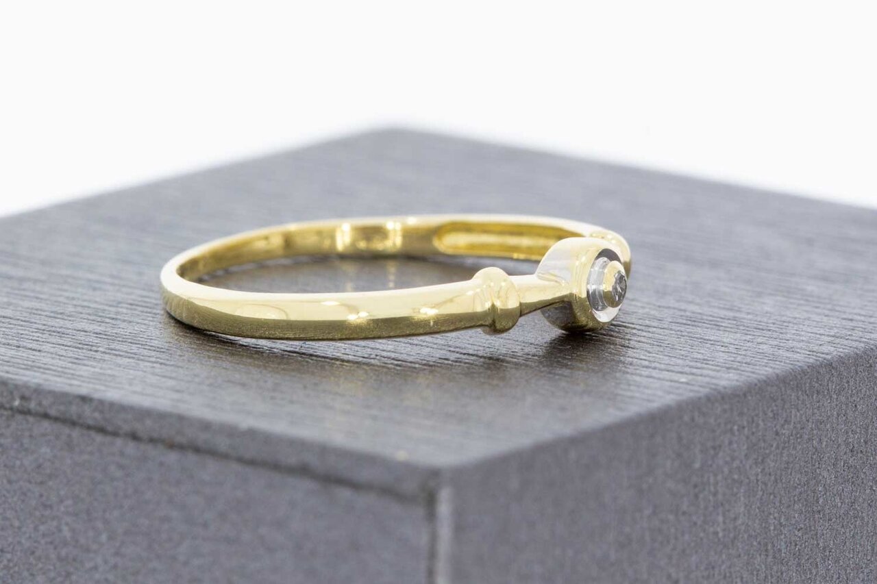 14 Karaat gouden Solitaire ring met Diamant - 17,7 mm
