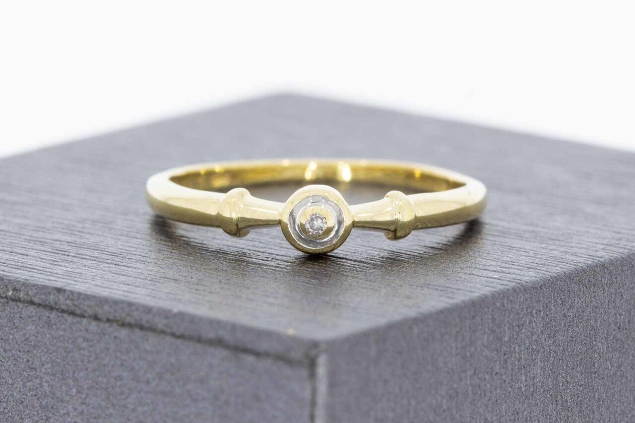 14 Karaat gouden Solitaire ring met Diamant - 17,7 mm