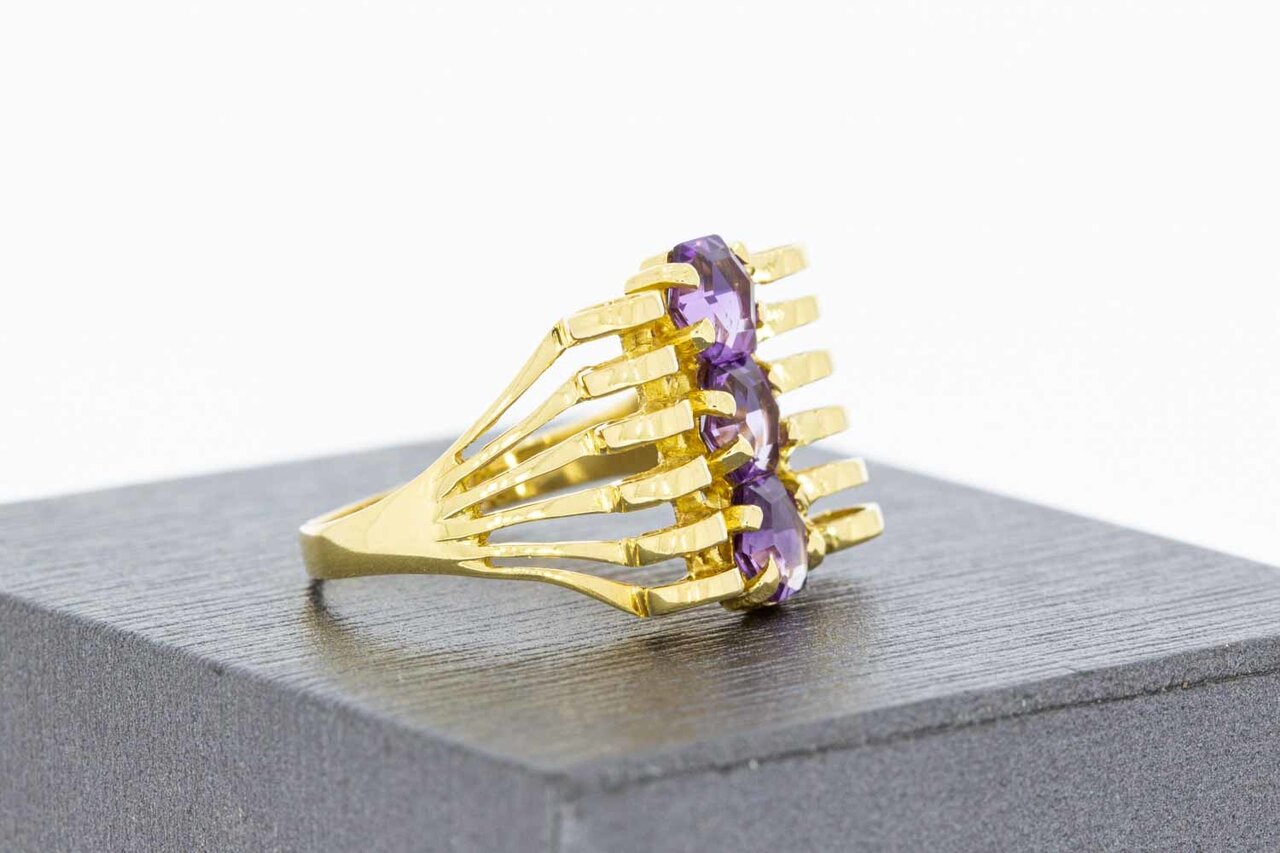 18 Karaat gouden Fantasie Amethist ring - 18,2 mm