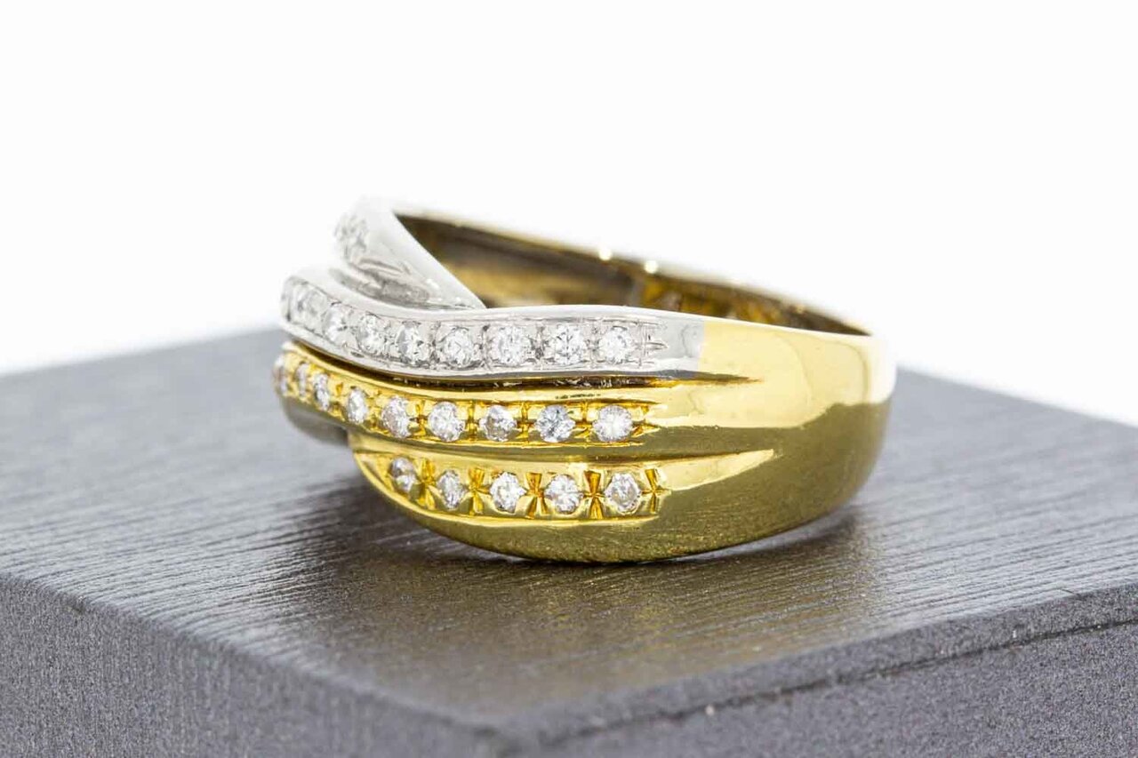 14 Karaat bicolor gouden Bandring met Diamant - 18,2 mm