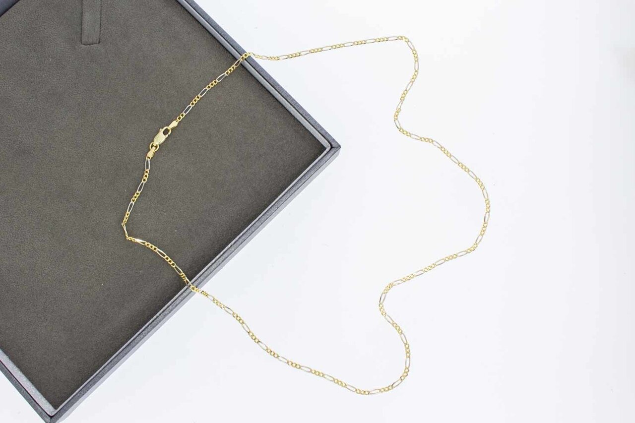 14 Karaat geel gouden Figaro schakelketting - 53 cm