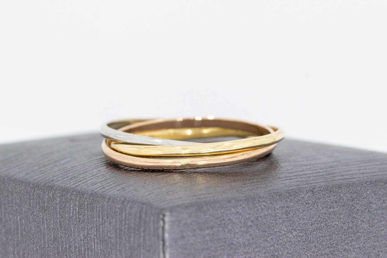 Tricolor 14 Karaat gouden Crossover ring - 18,9 mm