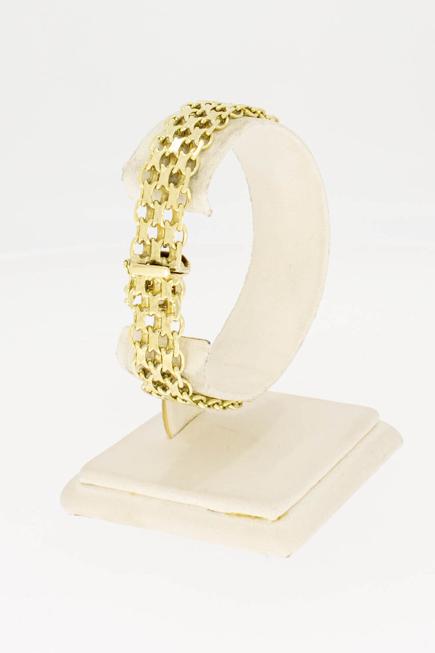 Gevlochten 14 Karaat gouden Retro armband - 18,9 cm