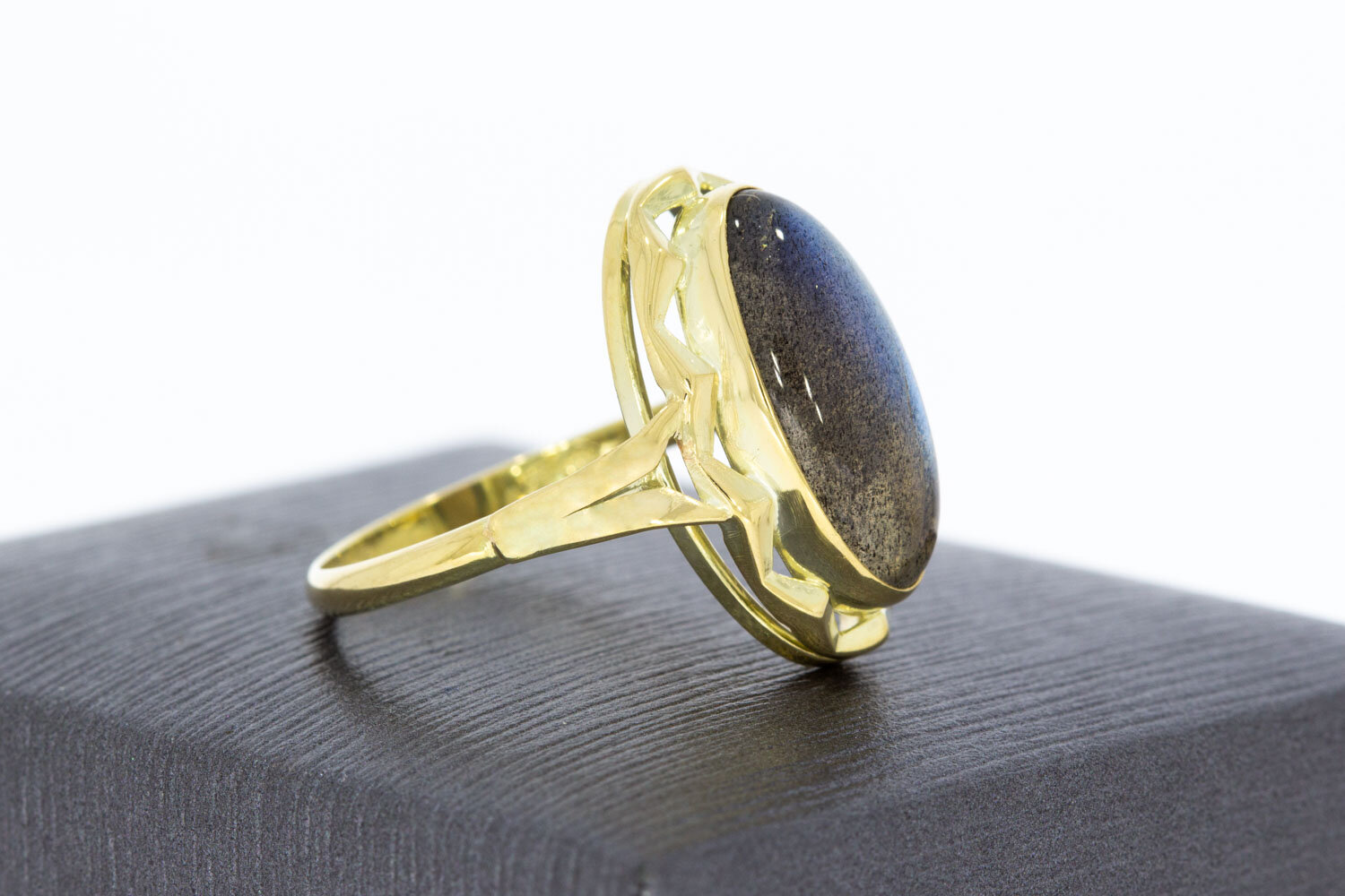 14 karaat gouden Labrodoriet ring - 17,4 mm