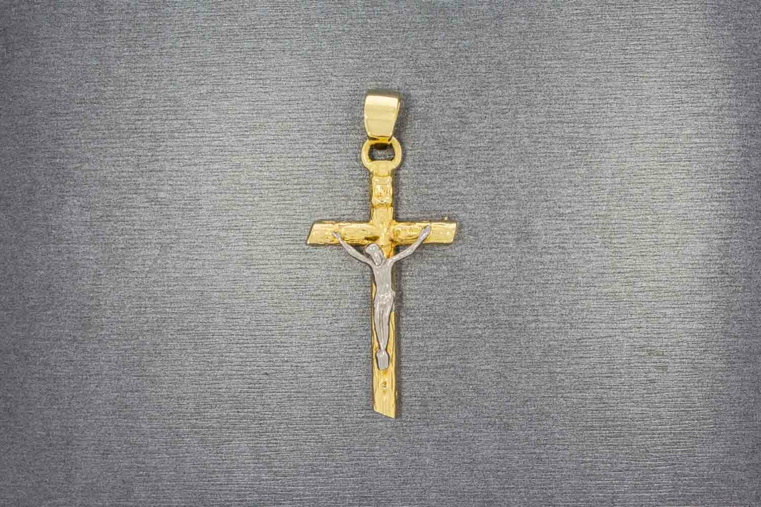 14 karaat gouden Kruis ketting hanger - 6 cm