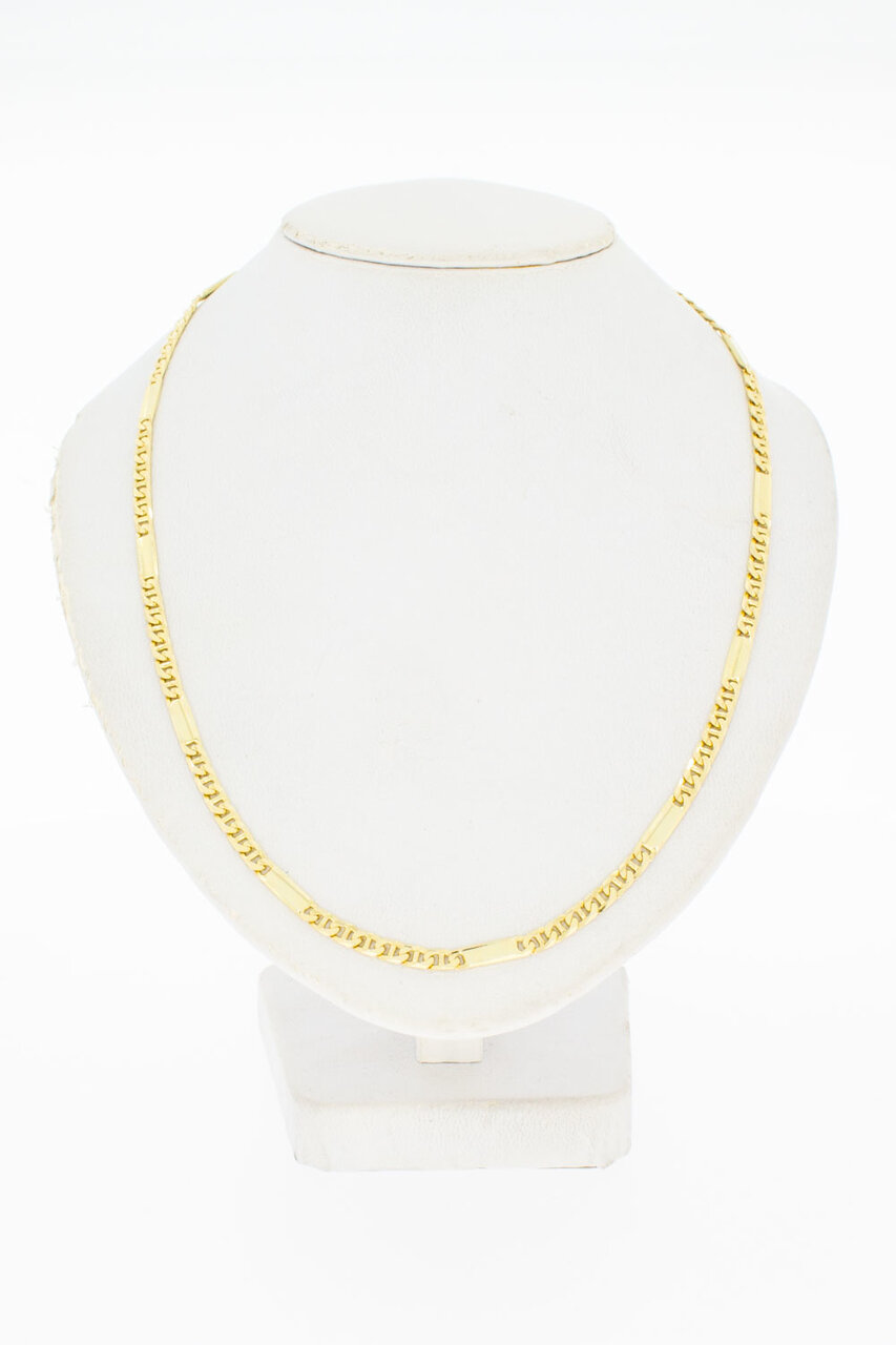 14 Karaat gouden Valkoog met plaatjes schakelketting - 51 cm