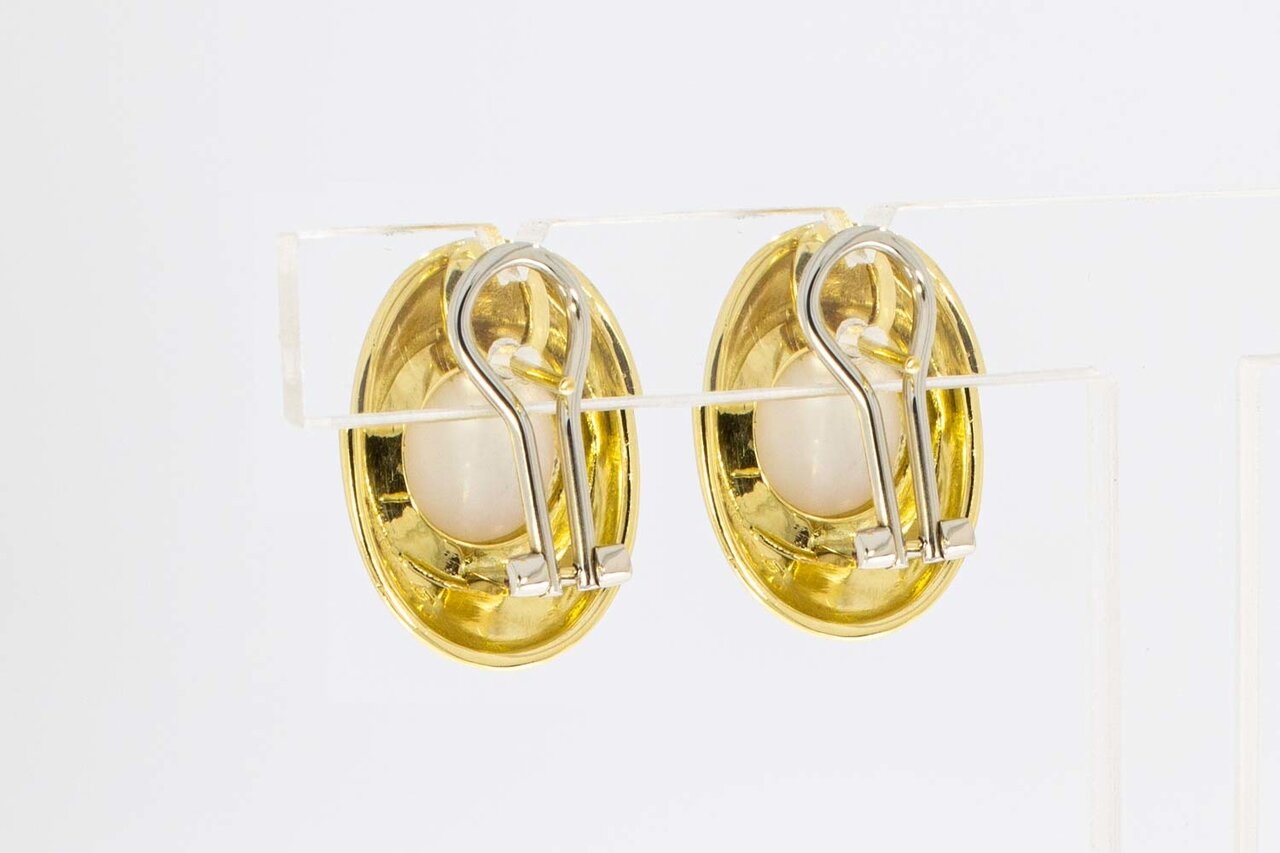18 Karaat Vintage gouden oorclips met Parel
