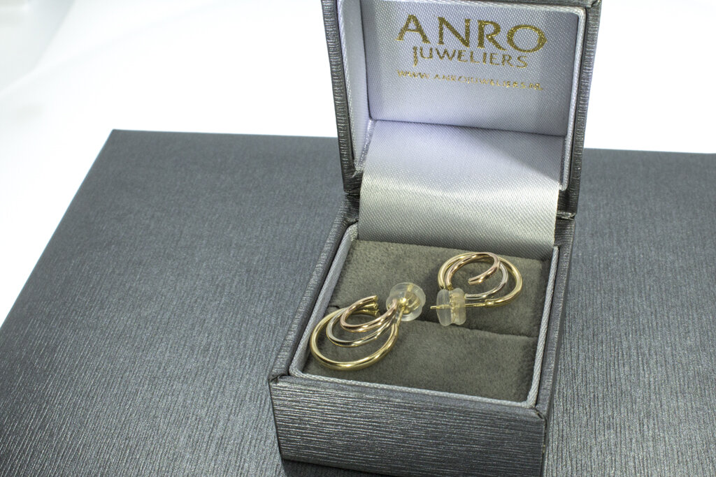 14 karaat tricolor gouden fantasie Creolen